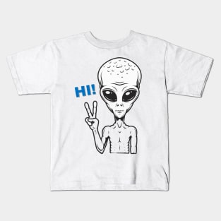 Alien saying Hi Kids T-Shirt